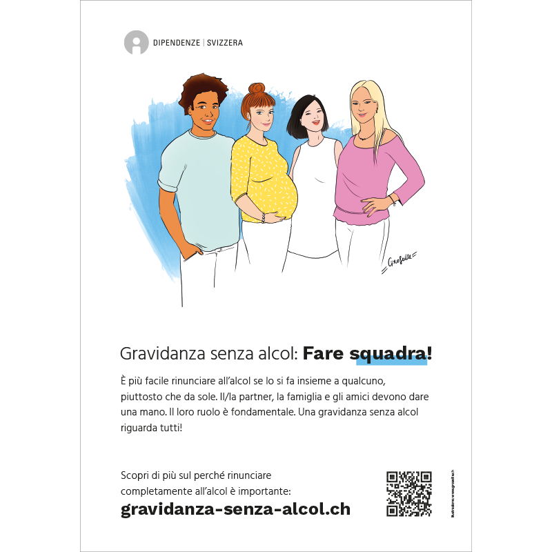 Poster "Gravidanza senza alcol: Fare squadra!"