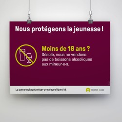 Panneau protection de la jeunesse - alcool - 18 ans (restriction volontaire)