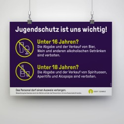 Plakat – für den Jugendschutz: Alkohol (mit Altersgrenzen 16 und 18)